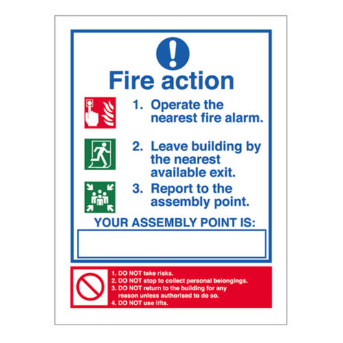 Fire Action Sign (30125V)